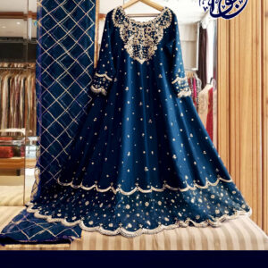 Heavy Neck,Border Embroidery With Handwork Long Maxi With Full Emb Dupatta 3Piece