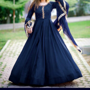 Neck,Sleeves Kaya Work Embroidered Long Maxi With Lace Work Dupatta Trouser 3Pcs