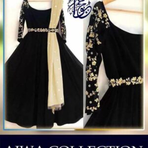 Sleeve, Belt Embroidery Maxi With Pearls Attached Dupatta 4Pcs