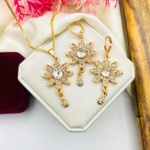 Gold Plated Flower Locket Set