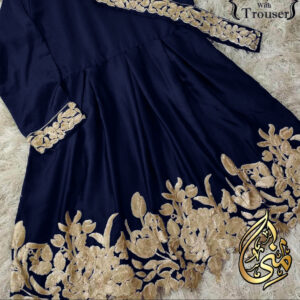 Border Embroidered And Neck Pearls Attached Shirt With Emb Belt Trouser 2Pcs