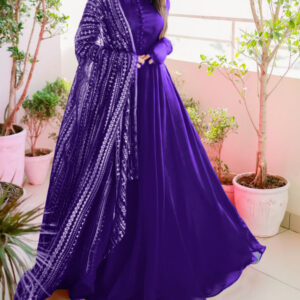 Allover Fully Embroidered Dupatta, With Handmade Button Kalli Work Long Flare Maxi 3Pcs (Copy) (Copy)