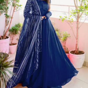 Allover Fully Embroidered Dupatta, With Handmade Button Kalli Work Long Flare Maxi 3Pcs (Copy) (Copy) (Copy)