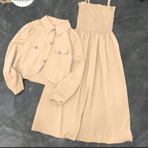 Kaaj Button Coaty with Gazzer Romper Frock 2PCs