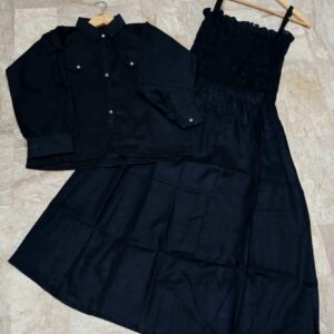 Kaaj Button Coaty with Gazzer Romper Frock 2PCs