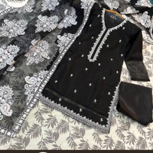 Embroidered Shirt with Heavy Embroidered Dupatta with Trouser 3PCs