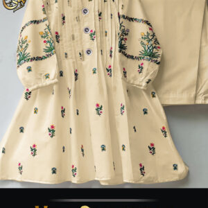 V Neck Embroidered Button Shirt With Trouser 2Piece