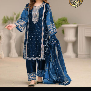 Neck,Sleeves Front Heavy Embroidered Shirt With Emb Trouser Dupatta 3Pcs (Copy) (Copy) (Copy) (Copy) (Copy)